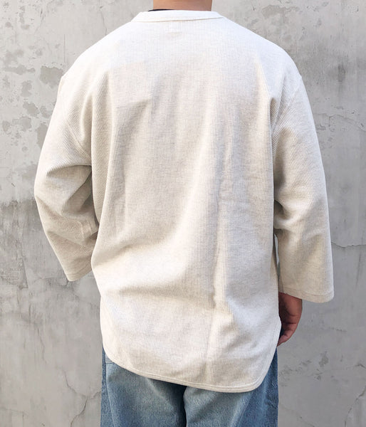 blurhms ROOTSTOCK/ROUGH&SMOOTH THERMAL BASEBALL TEE (HEATHER OATMEAL)