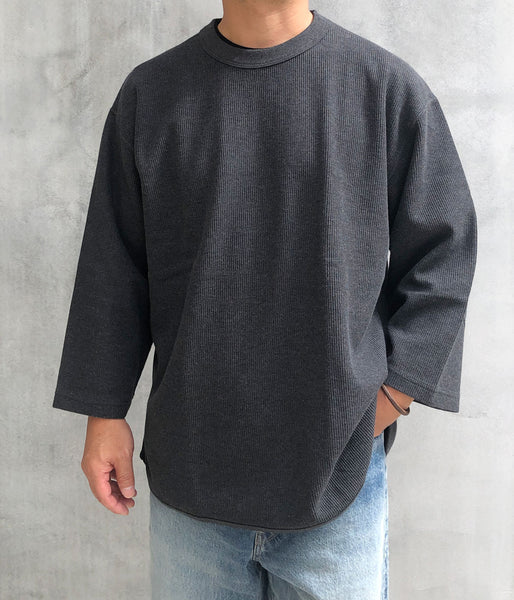 blurhms ROOTSTOCK/ROUGH&SMOOTH THERMAL BASEBALL TEE (HEATHER CHARCOAL)
