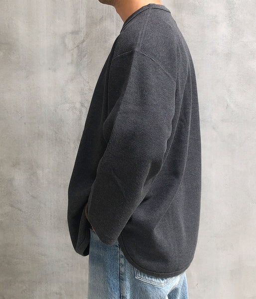 blurhms ROOTSTOCK/ROUGH&SMOOTH THERMAL BASEBALL TEE (HEATHER CHARCOAL)