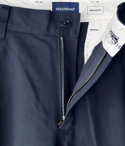 DESCENDANT/DC-3 ORGANIC COTTON TWILL TROUSERS (NAVY)