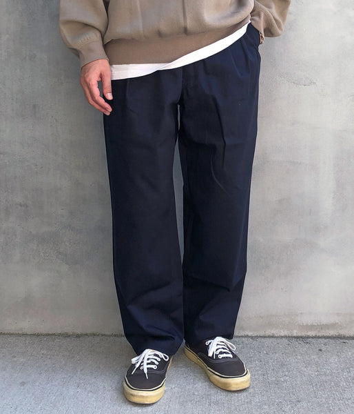 DESCENDANT/DC-3 ORGANIC COTTON TWILL TROUSERS (NAVY)