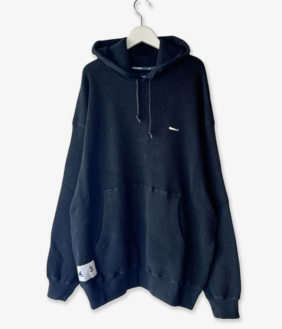 DESCENDANT/CACHALOT WAFFLE HOODY (BLACK)