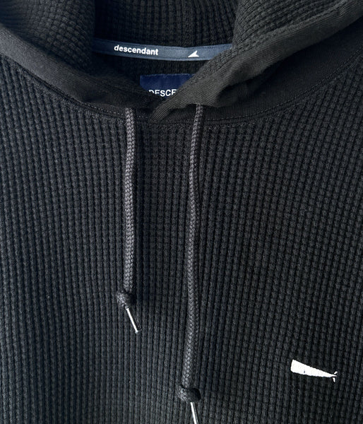 DESCENDANT/CACHALOT WAFFLE HOODY (BLACK)