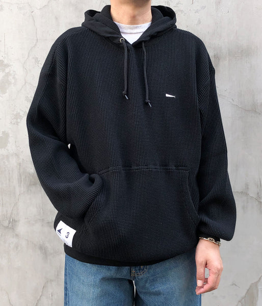 DESCENDANT/CACHALOT WAFFLE HOODY (BLACK)