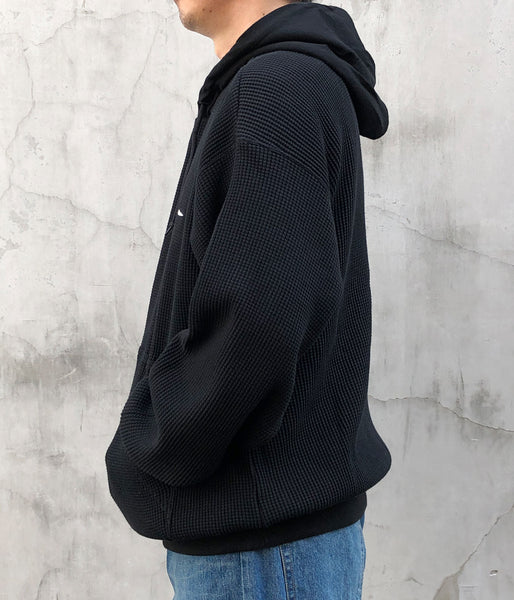 DESCENDANT/CACHALOT WAFFLE HOODY (BLACK)
