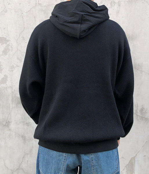 DESCENDANT/CACHALOT WAFFLE HOODY (BLACK)