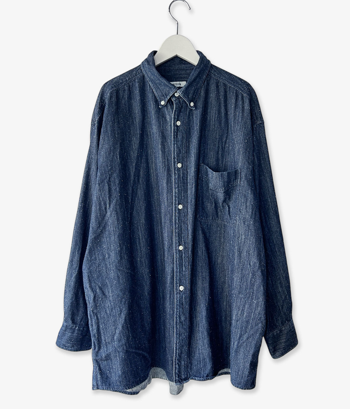 INTERIM/7oz SILK DENIM 90'S FIT  BUTTON DOWN SHIRT (NAVY)