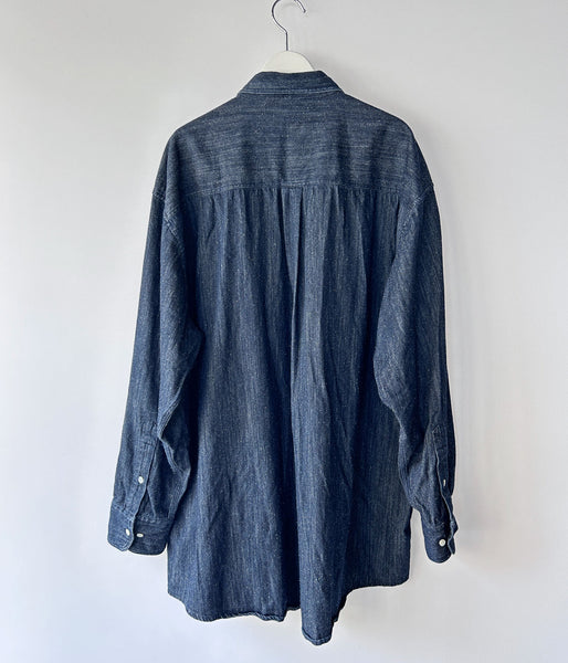 INTERIM/7oz SILK DENIM 90'S FIT  BUTTON DOWN SHIRT (NAVY)