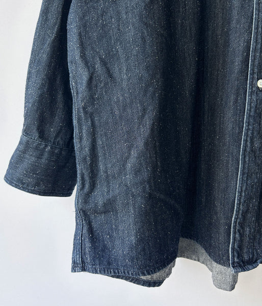 INTERIM/7oz SILK DENIM 90'S FIT  BUTTON DOWN SHIRT (NAVY)