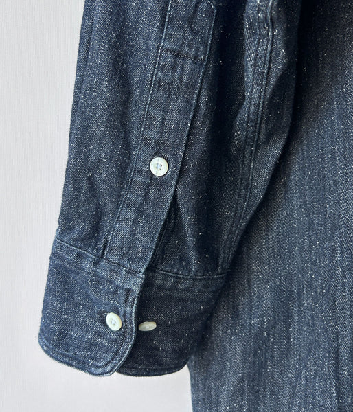 INTERIM/7oz SILK DENIM 90'S FIT  BUTTON DOWN SHIRT (NAVY)
