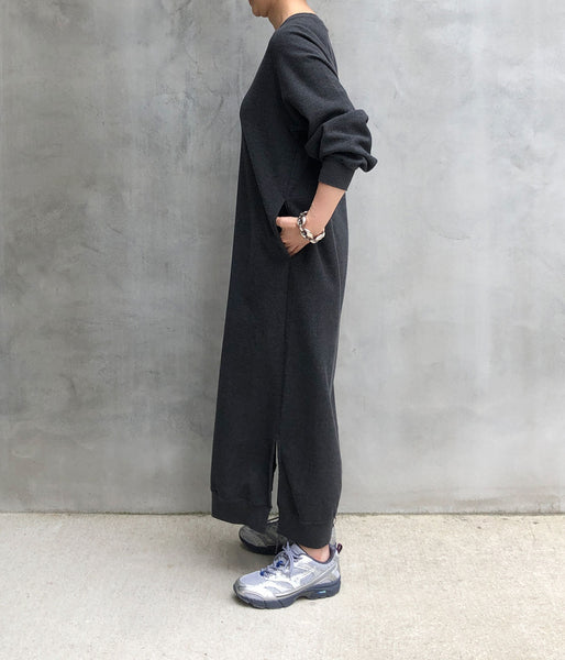 blurhms ROOTSTOCK/ROUGH&SMOOTH CREW-NECK DRESS (HEATHER CHARCOAL)