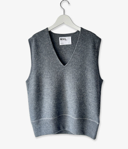MHL./FELTED DRY WOOL KNITWEAR VEST WOMENS (MID GREY)