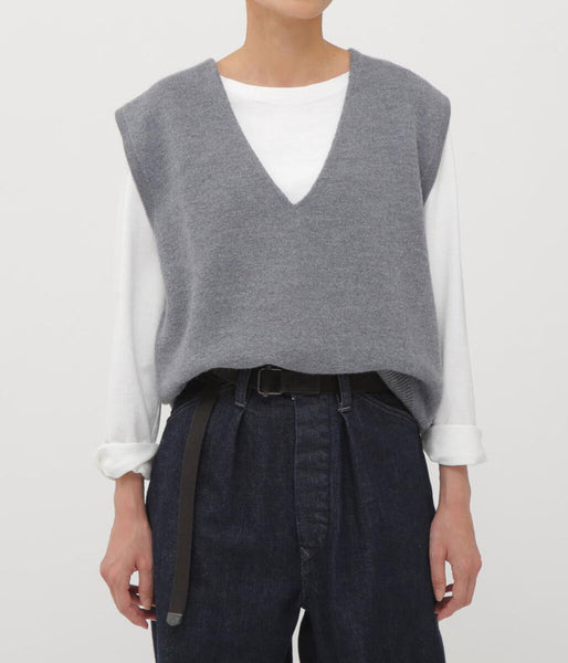 MHL./FELTED DRY WOOL KNITWEAR VEST WOMENS (MID GREY)