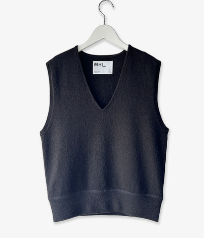 MHL./FELTED DRY WOOL KNITWEAR VEST WOMENS (DARK BROWN)