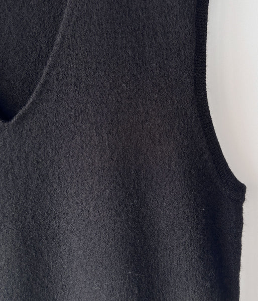 MHL./FELTED DRY WOOL KNITWEAR VEST WOMENS (DARK BROWN)