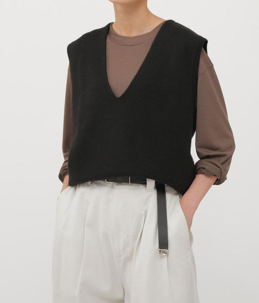 MHL./FELTED DRY WOOL KNITWEAR VEST WOMENS (DARK BROWN)