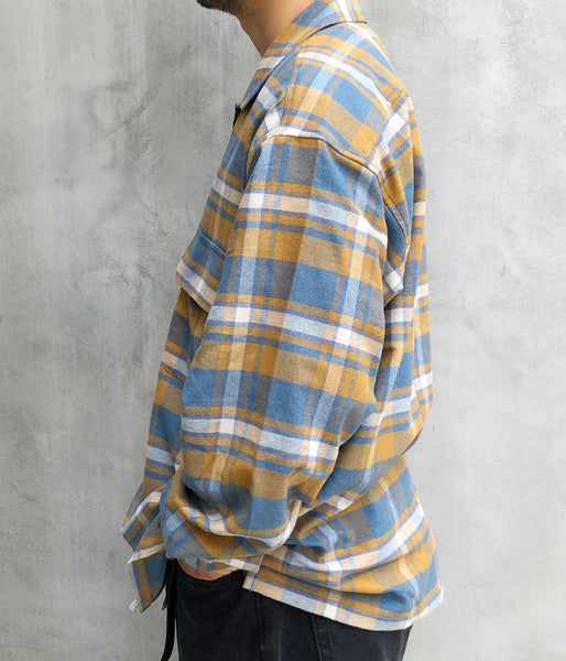 DESCENDANT/MILPITAS PLAID LS SHIRT (ORANGE)