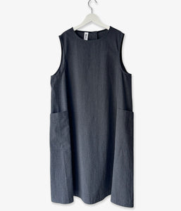 MHL./WOOL COTTON TWILL DRESS (CHARCOAL)