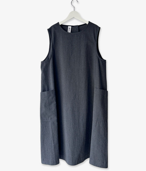 MHL./WOOL COTTON TWILL DRESS (CHARCOAL)