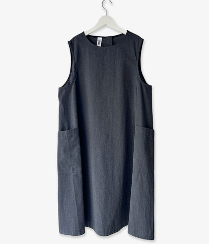 MHL./WOOL COTTON TWILL DRESS (CHARCOAL)