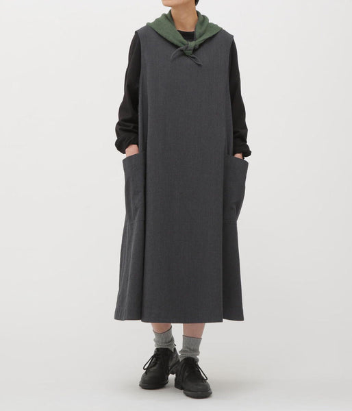 MHL./WOOL COTTON TWILL DRESS (CHARCOAL)