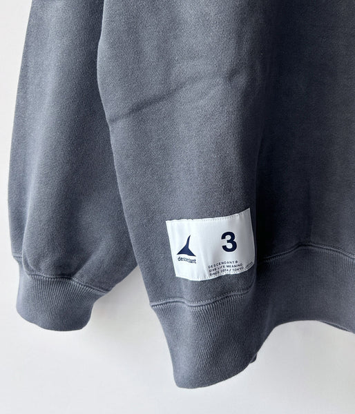 DESCENDANT/CETUS CREW NECK PIGMENT DYE (NAVY)