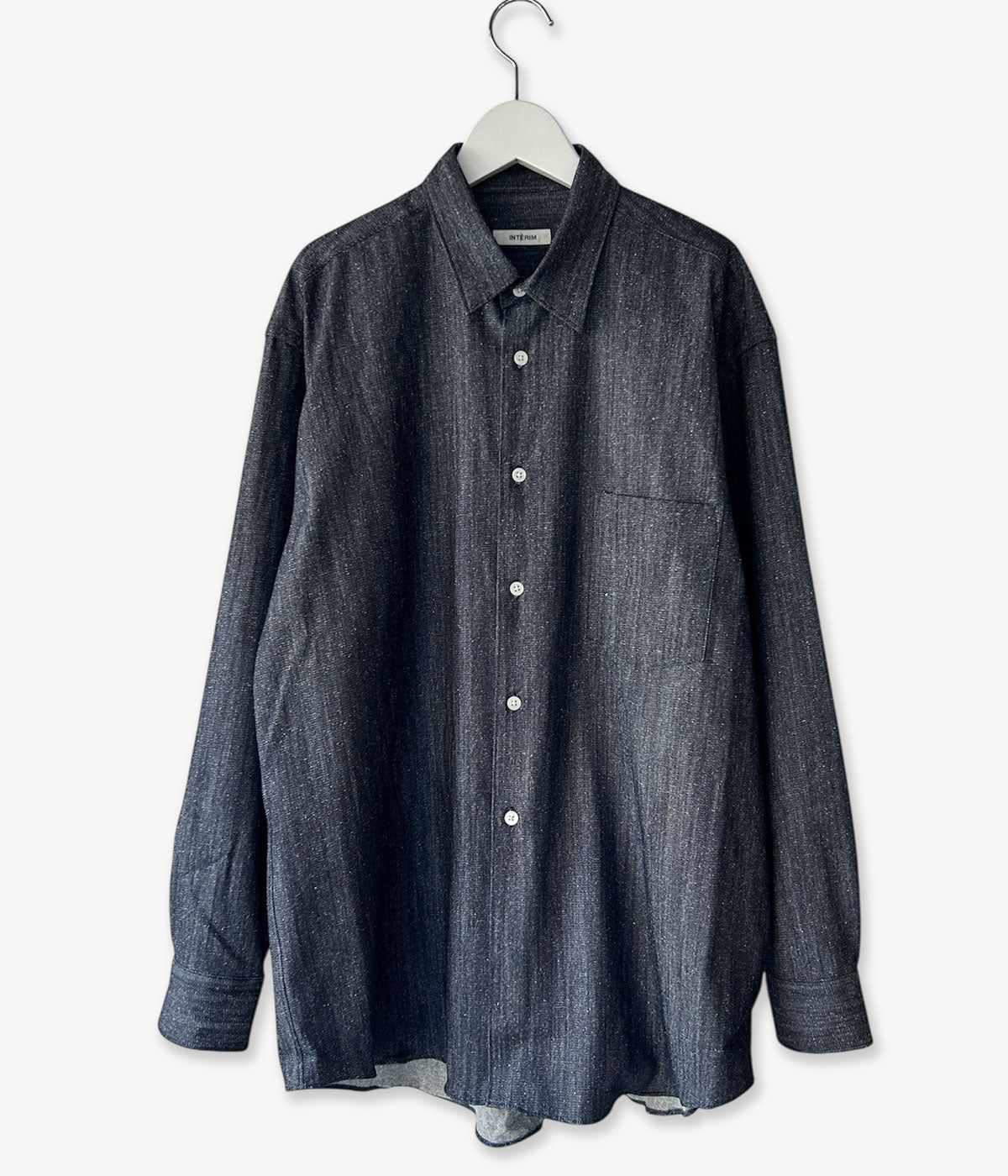 INTERIM/7oz SILK DENIM L/S REGULAR COLLAR SHIRT (NAVY)