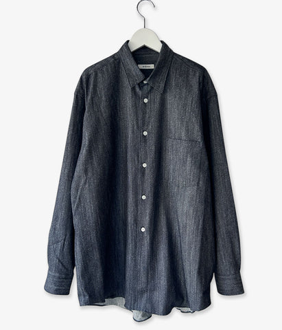 INTERIM/7oz SILK DENIM L/S REGULAR COLLAR SHIRT (NAVY)