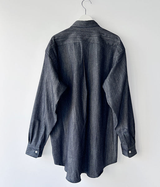 INTERIM/7oz SILK DENIM L/S REGULAR COLLAR SHIRT (NAVY)