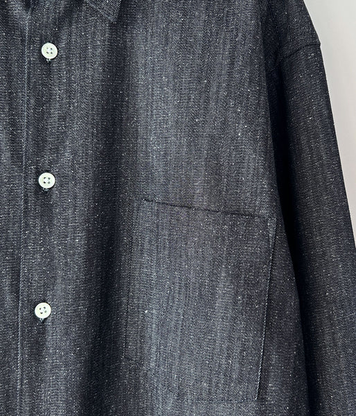 INTERIM/7oz SILK DENIM L/S REGULAR COLLAR SHIRT (NAVY)