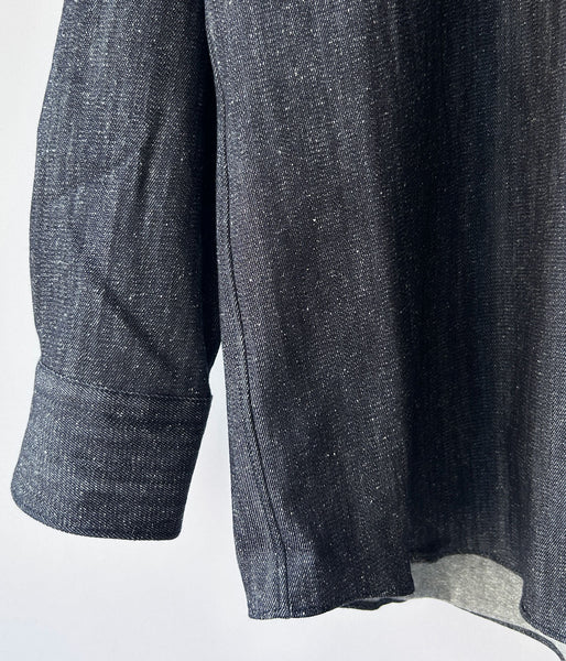 INTERIM/7oz SILK DENIM L/S REGULAR COLLAR SHIRT (NAVY)