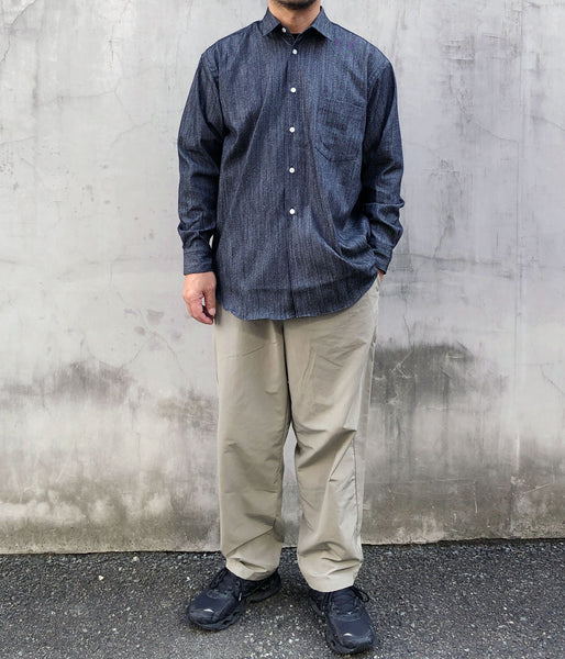 INTERIM/7oz SILK DENIM L/S REGULAR COLLAR SHIRT (NAVY)