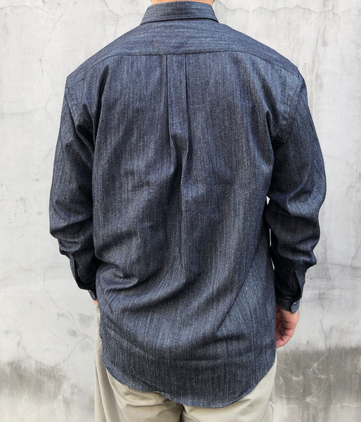 INTERIM/7oz SILK DENIM L/S REGULAR COLLAR SHIRT (NAVY)