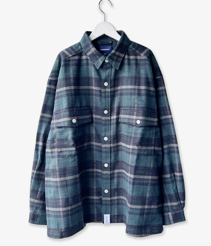 DESCENDANT/VANNING PLAID LS SHIRT (GREEN)