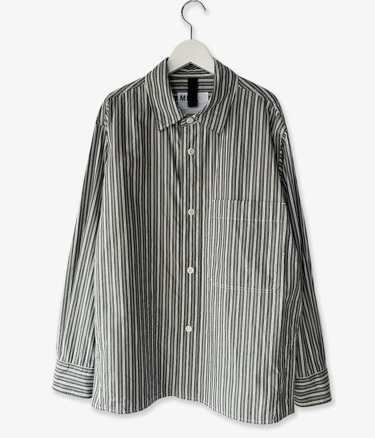 MHL./TWO TONE COTTON STIRIPE SHIRT (DARK GREEN)