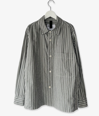 MHL./TWO TONE COTTON STIRIPE SHIRT (DARK GREEN)