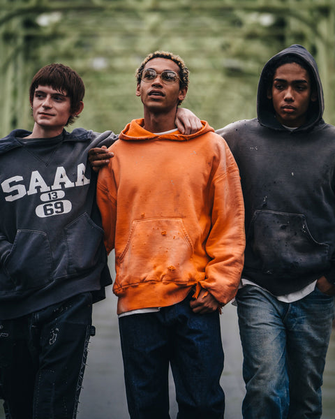 SAINT MICHAEL/BB_DBL FACE HOODIE/SAINT/ORANGE