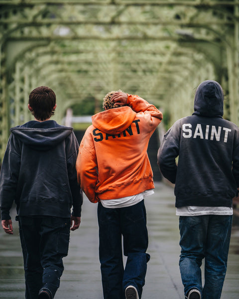 SAINT MICHAEL/BB_DBL FACE HOODIE/SAINT/ORANGE