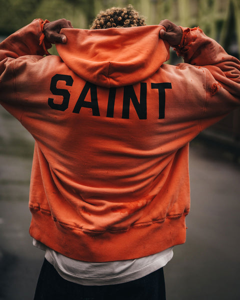 SAINT MICHAEL/BB_DBL FACE HOODIE/SAINT/ORANGE