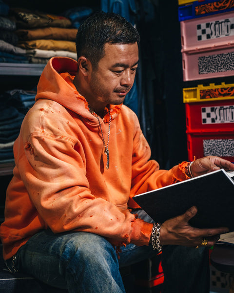 SAINT MICHAEL/BB_DBL FACE HOODIE/SAINT/ORANGE