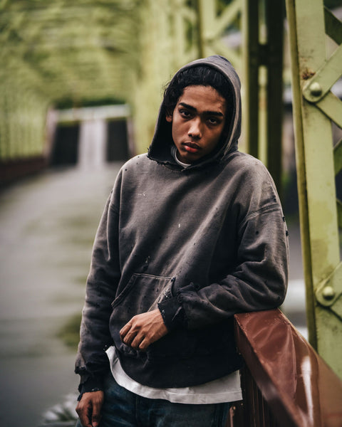 SAINT MICHAEL/BB_DBL FACE HOODIE/SAINT/BLACK