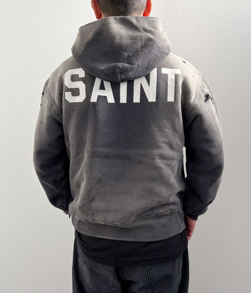 SAINT MICHAEL/BB_DBL FACE HOODIE/SAINT/BLACK