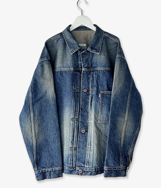 INTERIM/CLASSIC HEAVY KIBATA SHUTTLE HYPER BIG WWII "1ST" DENIM JACKET (C.NAVY)