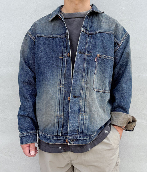 INTERIM/CLASSIC HEAVY KIBATA SHUTTLE HYPER BIG WWII "1ST" DENIM JACKET (C.NAVY)