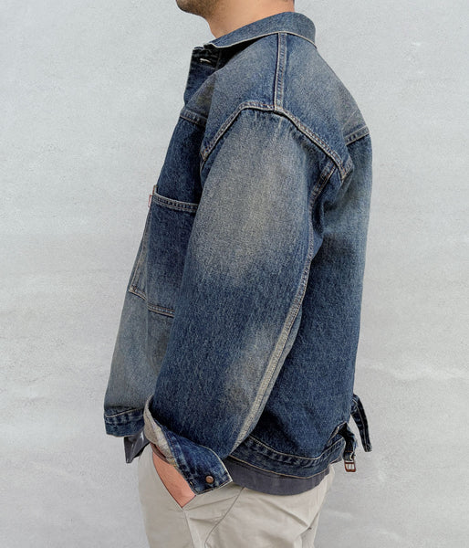 INTERIM/CLASSIC HEAVY KIBATA SHUTTLE HYPER BIG WWII "1ST" DENIM JACKET (C.NAVY)