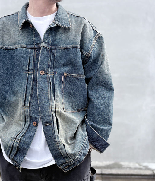 INTERIM/CLASSIC HEAVY KIBATA SHUTTLE HYPER BIG WWII "1ST" DENIM JACKET (C.NAVY)