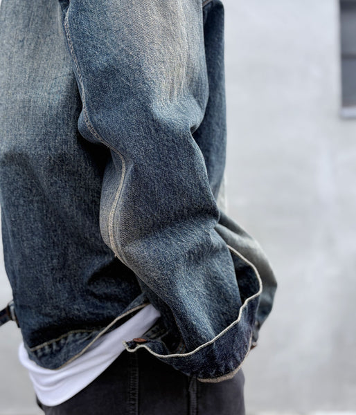 INTERIM/CLASSIC HEAVY KIBATA SHUTTLE HYPER BIG WWII "1ST" DENIM JACKET (C.NAVY)