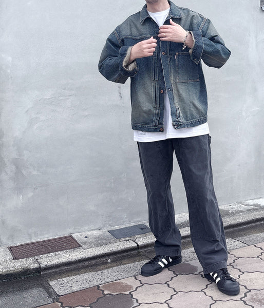 INTERIM/CLASSIC HEAVY KIBATA SHUTTLE HYPER BIG WWII "1ST" DENIM JACKET (C.NAVY)