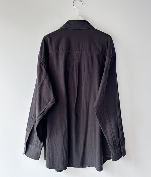 MHL./GARMENT DYE PLATED ORGANIC COTTON SHIRT (BLACK)