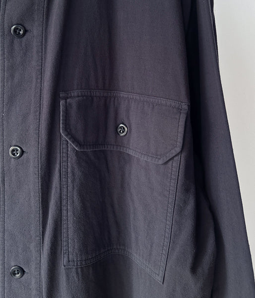 MHL./GARMENT DYE PLATED ORGANIC COTTON SHIRT (BLACK)